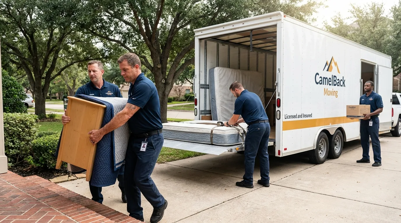 Crew loading residential truck for cross-state move from Owings, MD