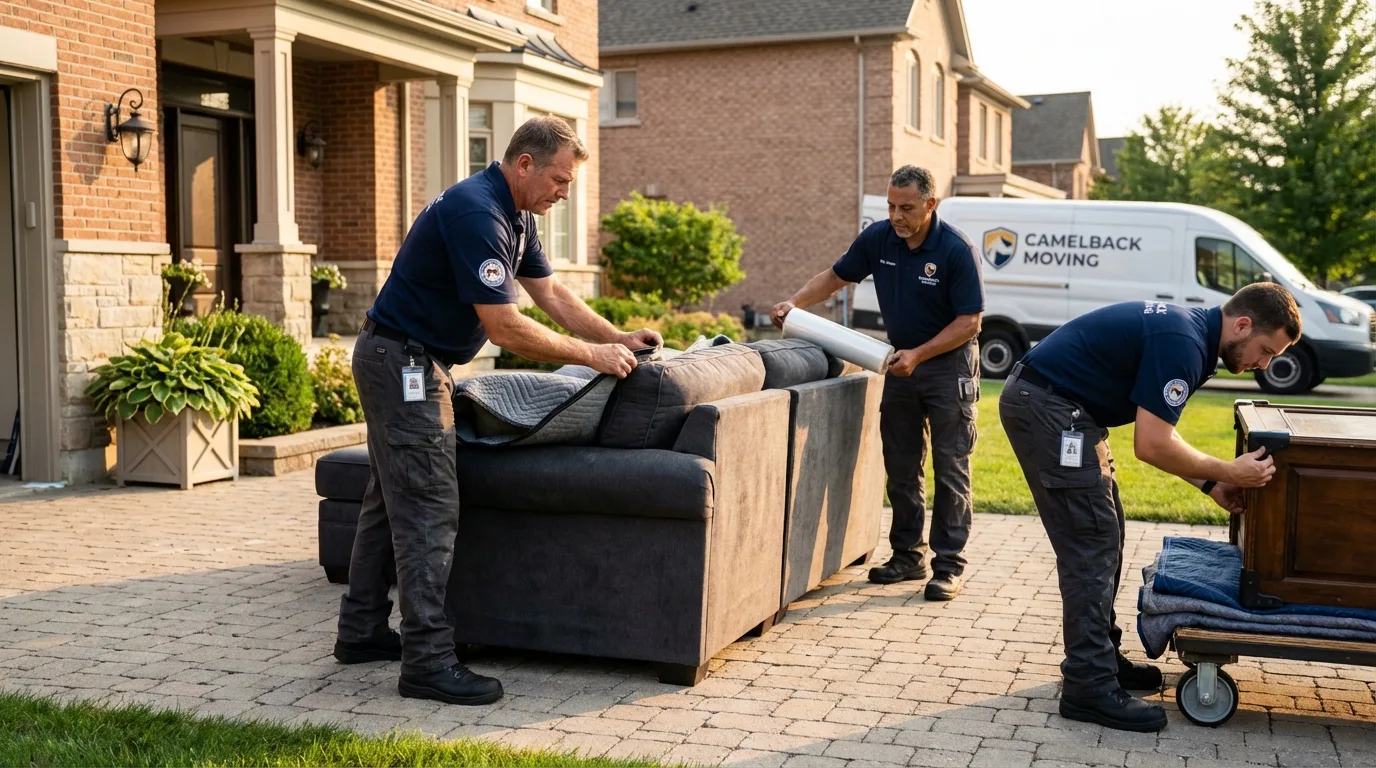 Large estate moving crew wrapping furniture in Owings, MD